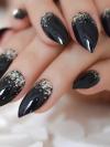 24 PCS DRAG NAILS BLACK GLITTER