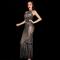 Black Tranparent Backless Grid Shiny Dress