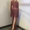 Grid Rhinestones Tassel Dress