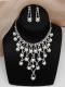 Rhinestone mix pearl necklace & earrings