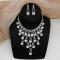 Rhinestone mix pearl necklace & earrings