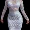 White Sliver Rhinestone Dress