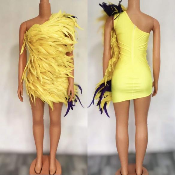 Yellow Feather Dress