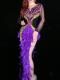 Purple Rhinestone Feather Dress