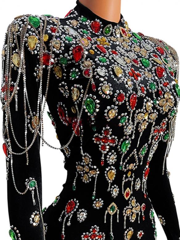 Skittles Stage Print Skinny Diamond Colorful Drag Dress