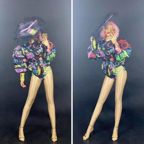 Black Neon Puff Suit