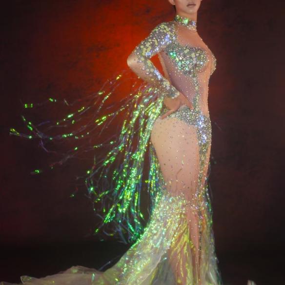 Customize Mermaid Sequin Dress（include headdress）