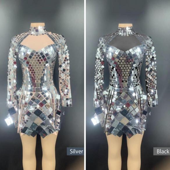 Various Colors Mirror- like Sequin Dress