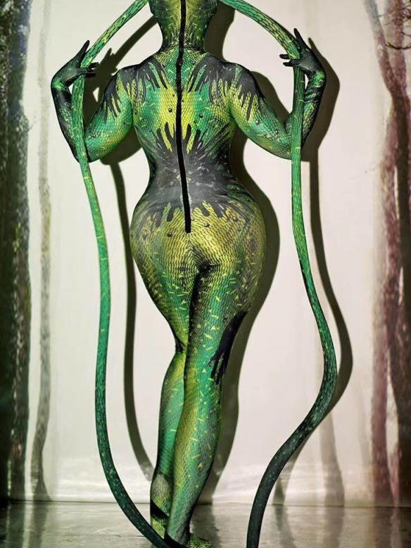 Green Snake Pattern Bodysuit