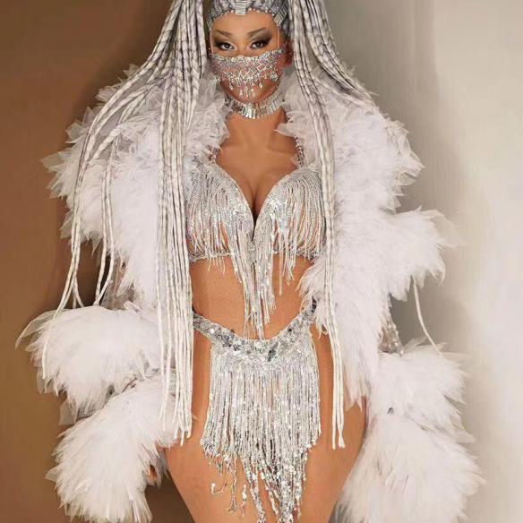 Silver Sequins Bikini Suit