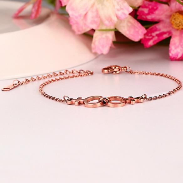 Rose Gold Stainless Steel Lesbian Pride Bracelet