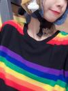 LGBT Pride Rainbow Striped Loose T-Shirt (Black Or White)