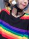 LGBT Pride Rainbow Striped Loose T-Shirt (Black Or White)