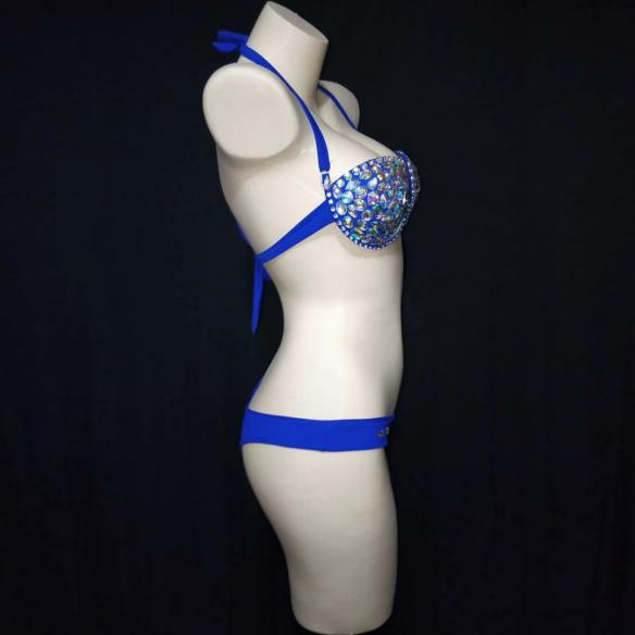 Multi- color Rhinestone Blue Bikini