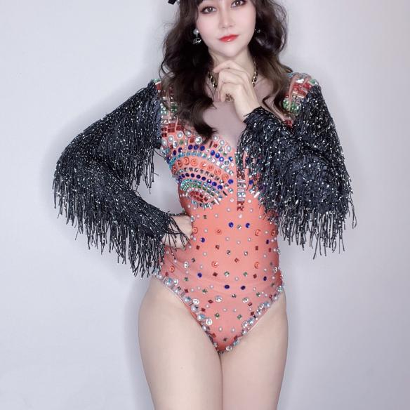 Black Tassel Red Leotard