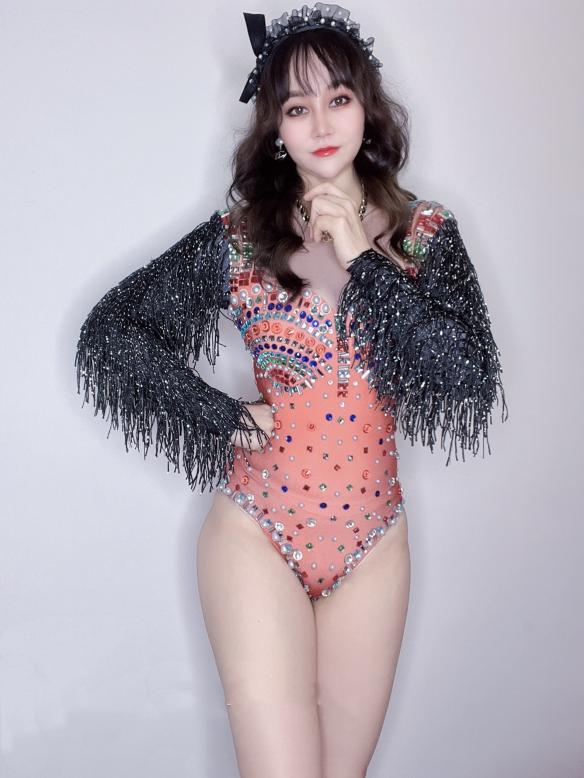 Black Tassel Red Leotard