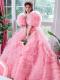 Custom Pink Mesh Trailing Dress
