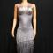 Grey Fringe Pearl Rhinestones Dress
