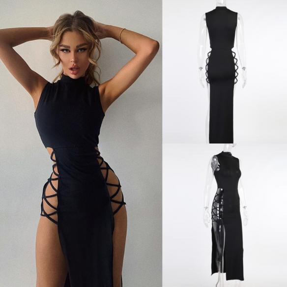 Black Sleeveless Slit Maxi Dress