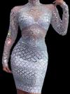 White Sliver Rhinestone Dress