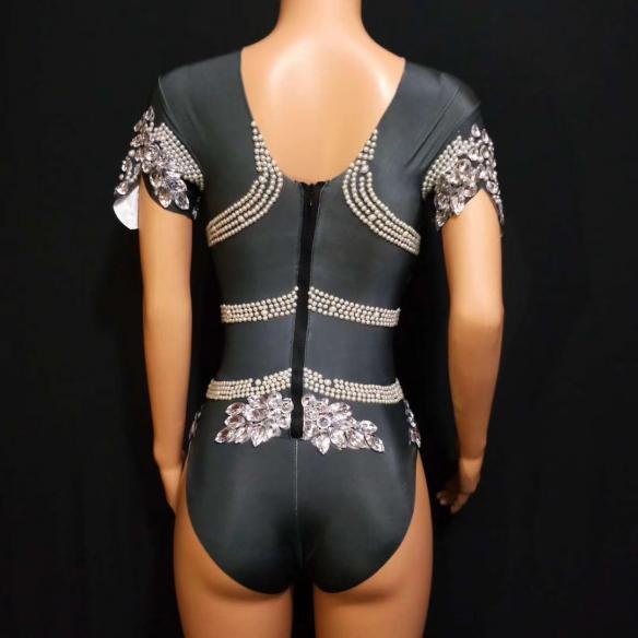 Black Pearl and Rhinestone Leotard
