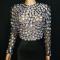 Black Transparent Multi-color Rhinestones Short Dress