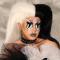 Half Black Half White Gothic Drag Wig - Style - Neon