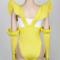 Yellow Bandage Long Gloves Leotard Bodysuit