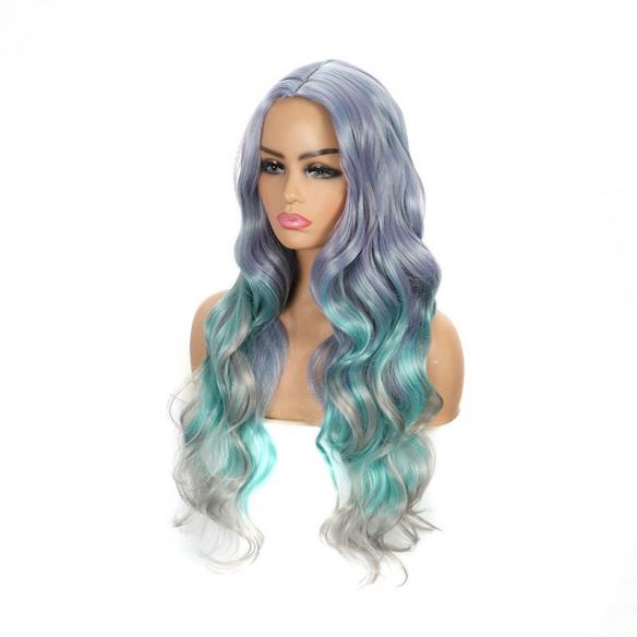 Blue & Grey Gradual Color Change Wig