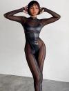 Black mesh bodysuit