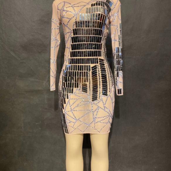 Mirror-like Silver Transparent Dress