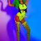 Full Set Fluorescent Green Drag Suits（includes wig）