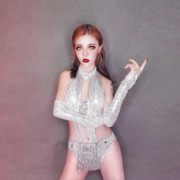 Silver Leopard Tassel Bikini