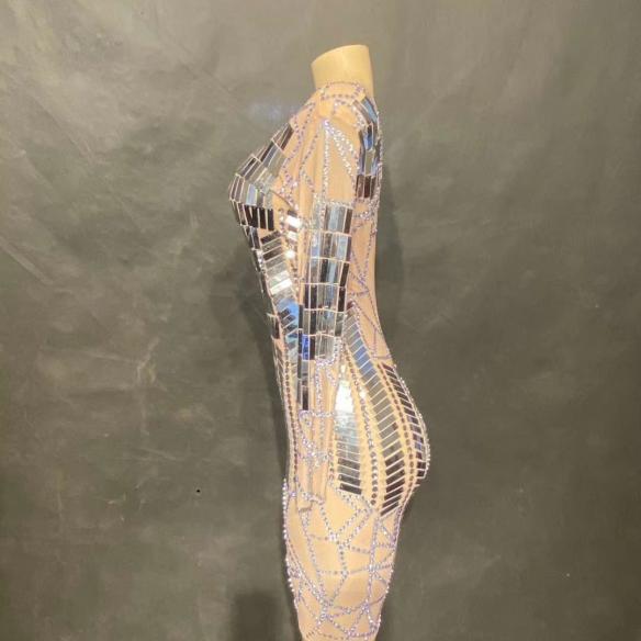 Mirror-like Silver Transparent Dress