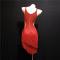 Red Sequin Fringe Mesh Dress