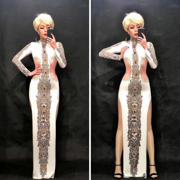 White Pattern Cheogsam