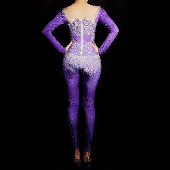 Purple Rhinestone Bodysuit