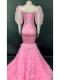 Pink Pearl Lace Mermaid Dress