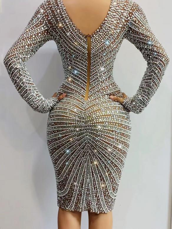 Custom Full Pearl & Rhinestone Dress