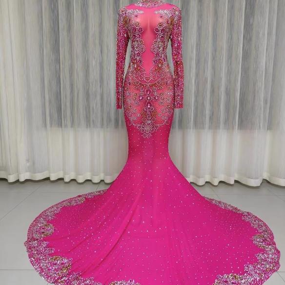 Various colors customized rhinestone dress