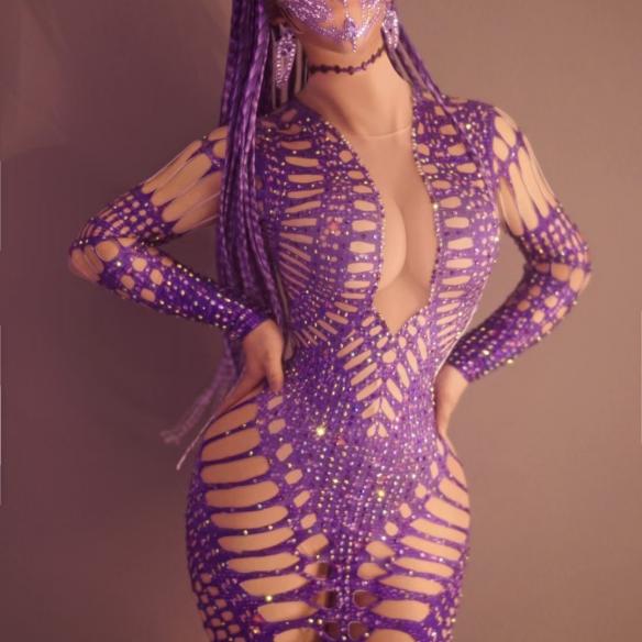  Purple Hollow Dress
