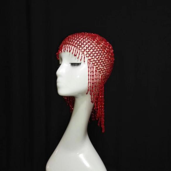 Black String of Bead Headwear