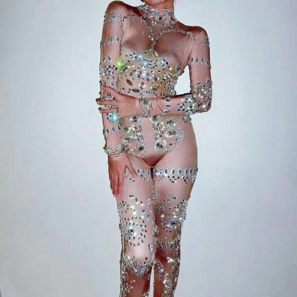 Glass Rhinestone Bodysuit