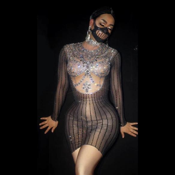 Sparkly Rhinestone Transparent Dress