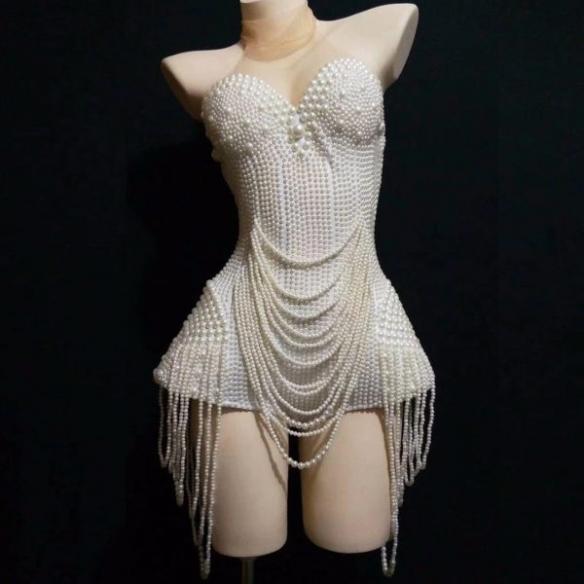 PEARL DRAG SLEEVELESS BODYSUIT