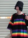 LGBT Pride Rainbow Striped Loose T-Shirt (Black Or White)