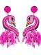 Pink Flamingo Handmade Beaded Stud Earrings