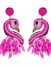 Pink Flamingo Handmade Beaded Stud Earrings