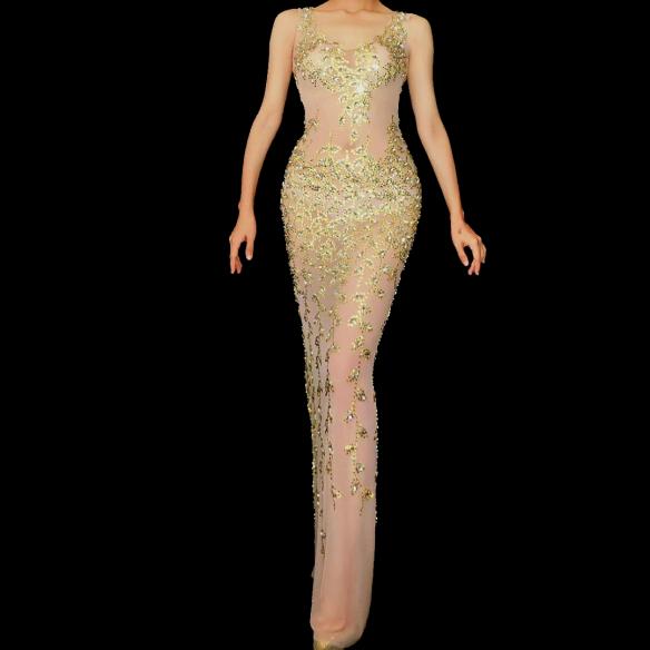 Gold Leaf Sleeveless Dress