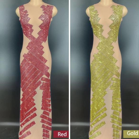 Various Colors Rhinestone Dress